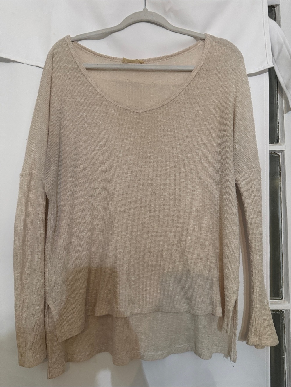 Illa Illa Lightweight Beige V-Neck Women’s Top
